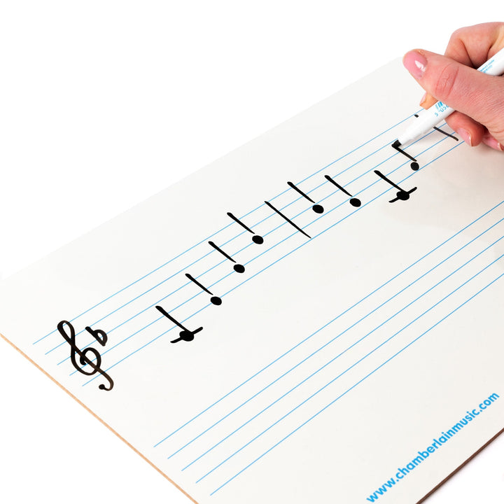 A4 mini dry - wipe music whiteboard with 2 pre - printed staves - Ev - Entz Music
