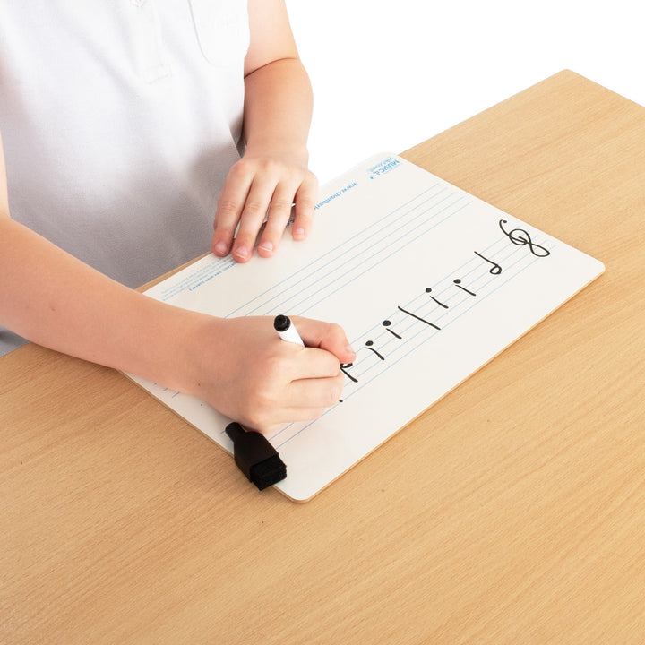 A4 mini dry - wipe music whiteboard with 2 pre - printed staves - Ev - Entz Music
