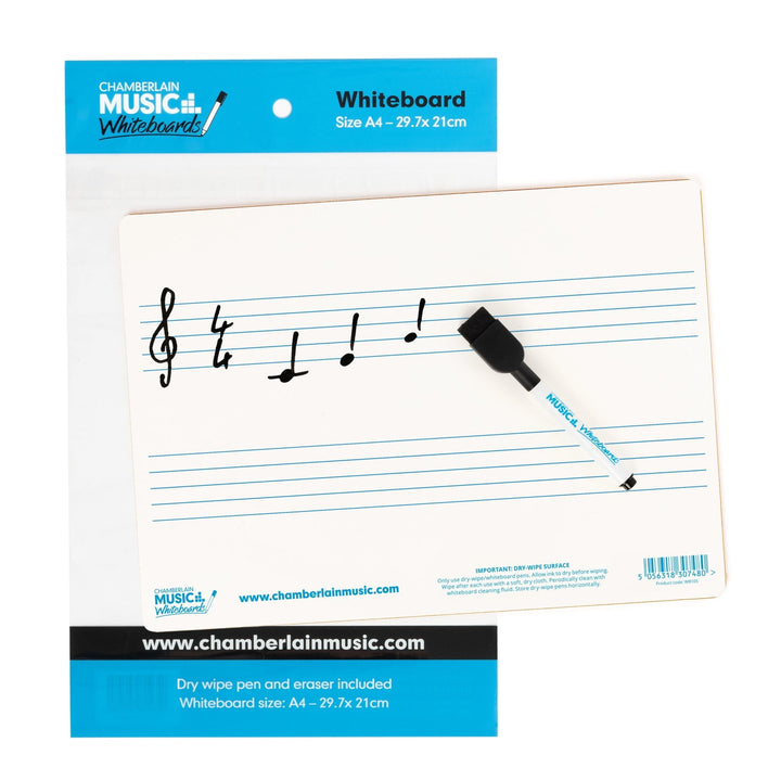A4 mini dry - wipe music whiteboard with 2 pre - printed staves - Ev - Entz Music