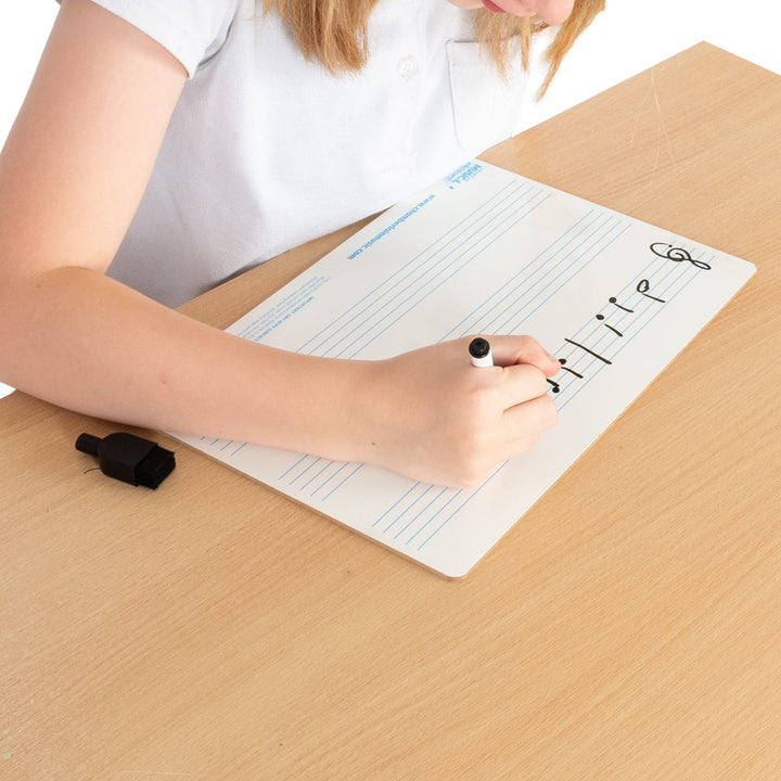 A4 mini dry - wipe music whiteboard with 3 pre - printed staves - Ev - Entz Music