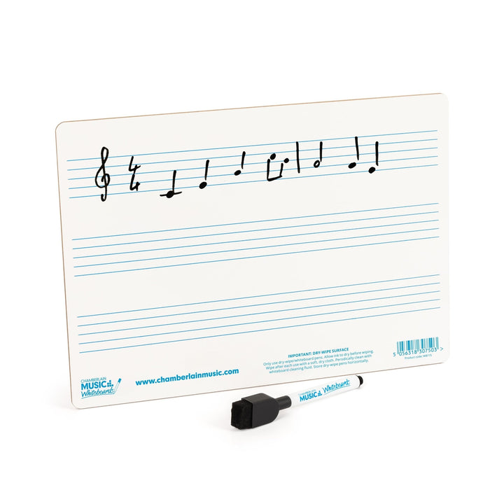 A4 mini dry - wipe music whiteboard with 3 pre - printed staves - Ev - Entz Music