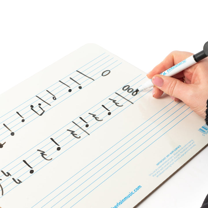 A4 mini dry - wipe music whiteboard with 3 pre - printed staves - Ev - Entz Music