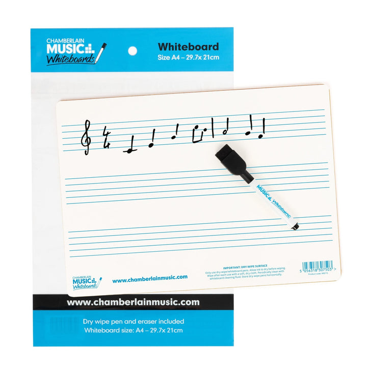 A4 mini dry - wipe music whiteboard with 3 pre - printed staves - Ev - Entz Music