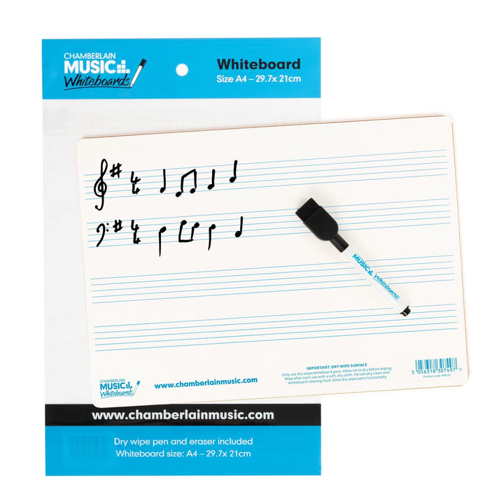 A4 mini dry - wipe music whiteboard with 4 pre - printed staves - Ev - Entz Music
