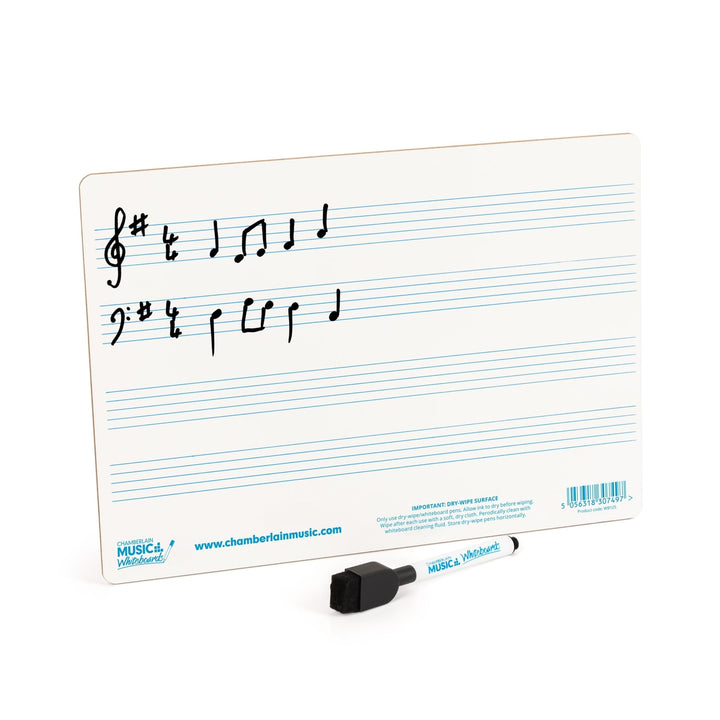 A4 mini dry - wipe music whiteboard with 4 pre - printed staves - Ev - Entz Music