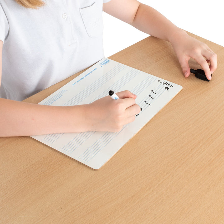 A4 mini dry - wipe music whiteboard with 4 pre - printed staves - Ev - Entz Music