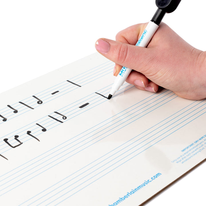 A4 mini dry - wipe music whiteboard with 4 pre - printed staves - Ev - Entz Music