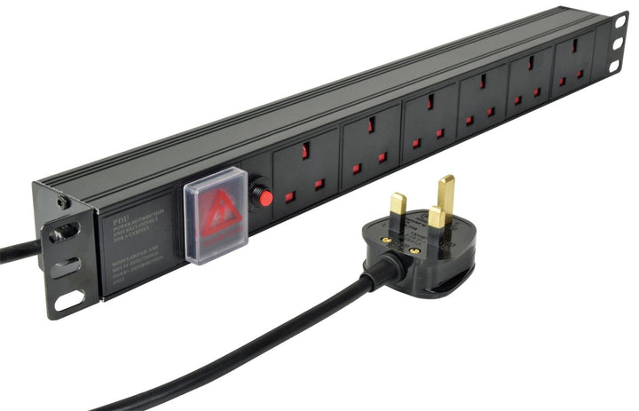 Adastra AVSL 1U Rackmount 6 - Gang UK Power Distribution Unit with Breaker - 1.8m Lead - Ev - Entz Music