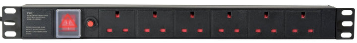 Adastra AVSL 1U Rackmount 6 - Gang UK Power Distribution Unit with Breaker - 1.8m Lead - Ev - Entz Music