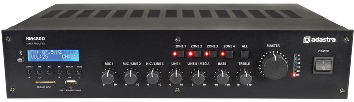 Adastra RM480D 100V Mixer - Amplifier - 480W with DAB+, Bluetooth & USB - Ev - Entz Music