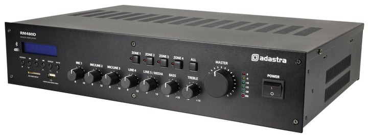 Adastra RM480D 100V Mixer - Amplifier - 480W with DAB+, Bluetooth & USB - Ev - Entz Music