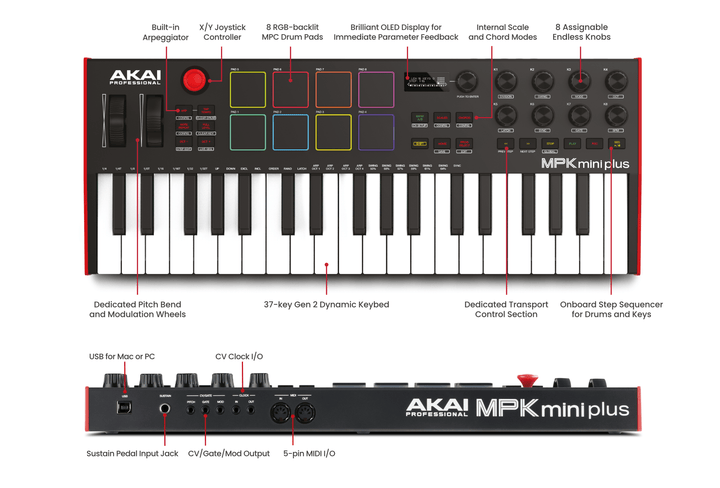 Akai Professional MPK Mini Plus 37 - Key Keyboard Controller - Ev - Entz Music