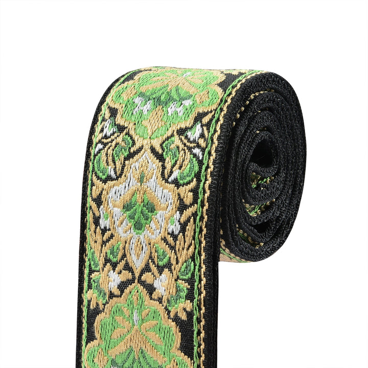 Amumu Green Vintage Jacquard Guitar Strap – Premium Leather Ends, Adjustable 36" to 63" - Ev - Entz Music