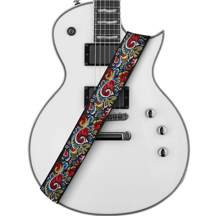 Amumu Love and Flower Guitar Strap – Premium Leather Ends, Adjustable 37" to 63" - Ev - Entz Music