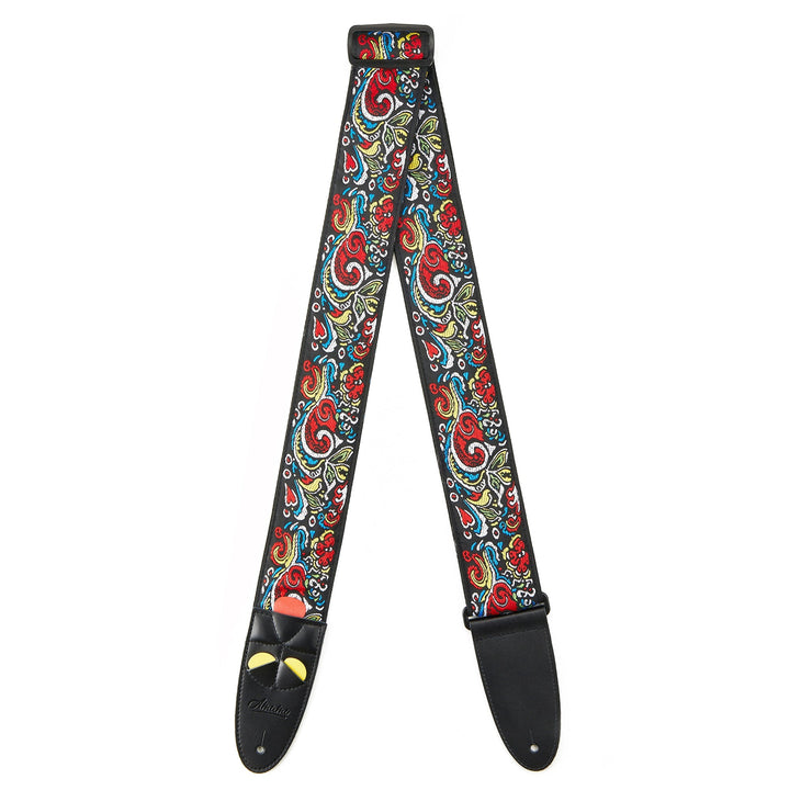 Amumu Love and Flower Guitar Strap – Premium Leather Ends, Adjustable 37" to 63" - Ev - Entz Music