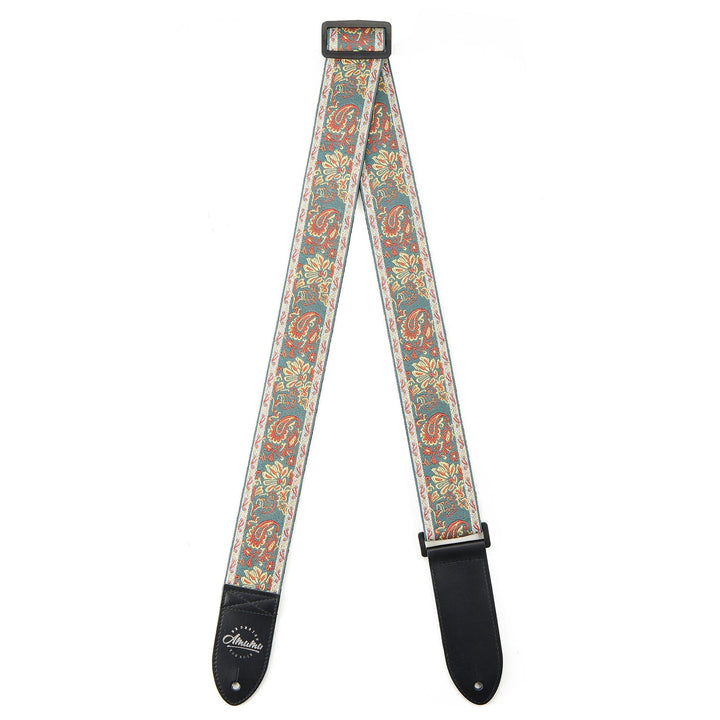 Amumu Paisley Guitar Strap with Premium Leather Ends – Adjustable Length 36" to 63" - Ev - Entz Music