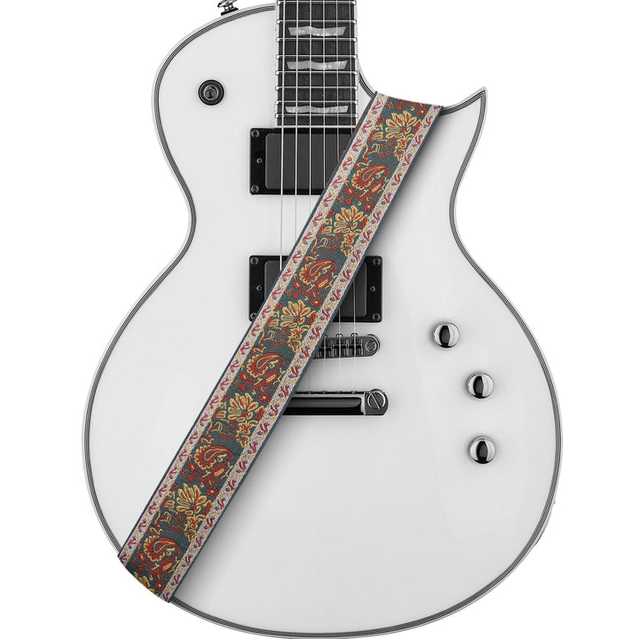 Amumu Paisley Guitar Strap with Premium Leather Ends – Adjustable Length 36" to 63" - Ev - Entz Music