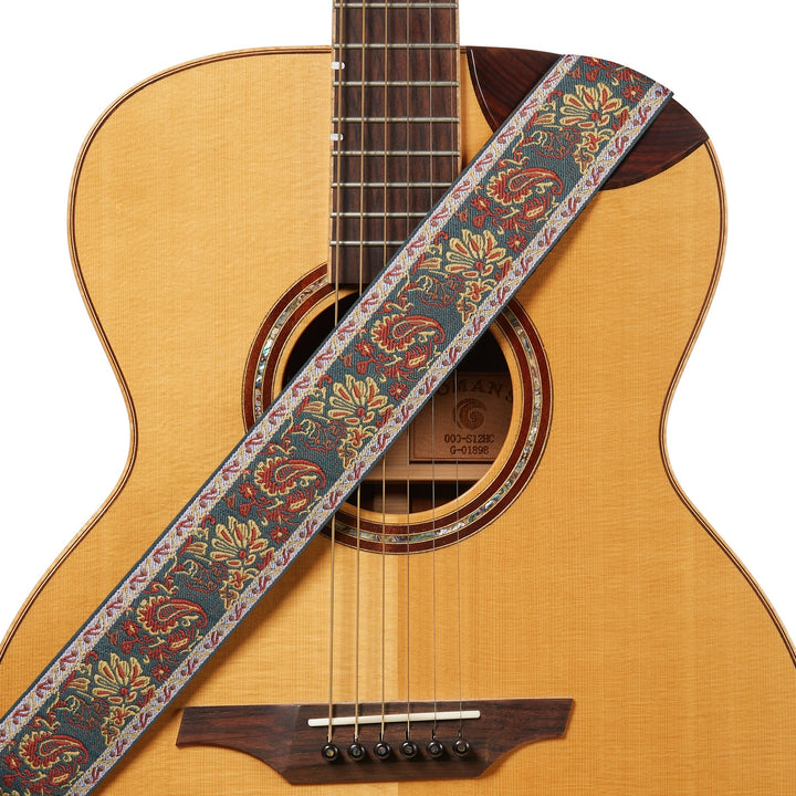 Amumu Paisley Guitar Strap with Premium Leather Ends – Adjustable Length 36" to 63" - Ev - Entz Music