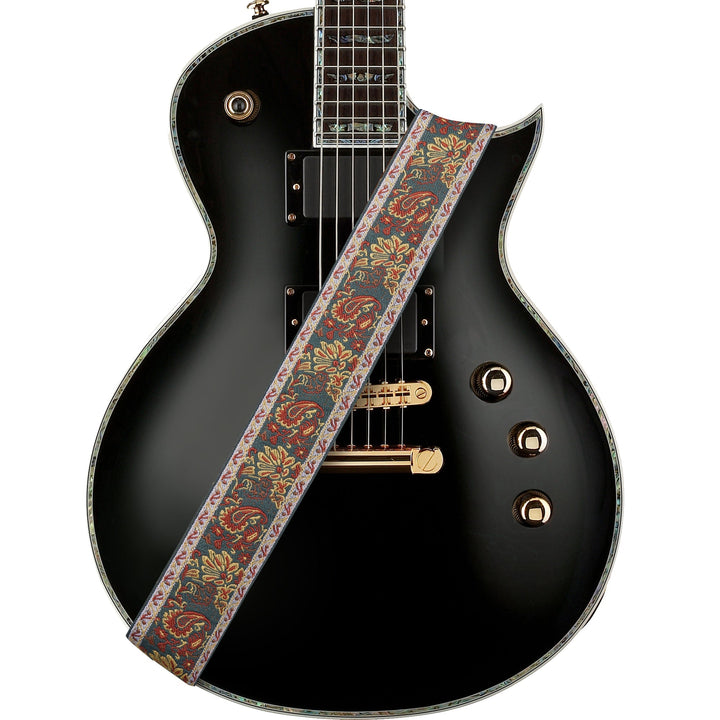 Amumu Paisley Guitar Strap with Premium Leather Ends – Adjustable Length 36" to 63" - Ev - Entz Music