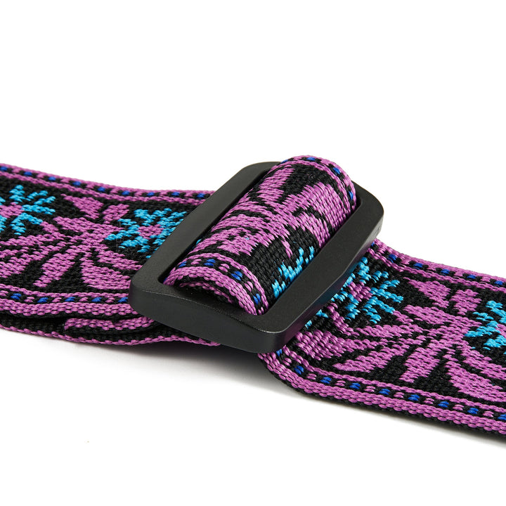 Amumu Purple Jacquard Guitar Strap – Adjustable 37" to 63", Premium Leather Ends - Ev - Entz Music