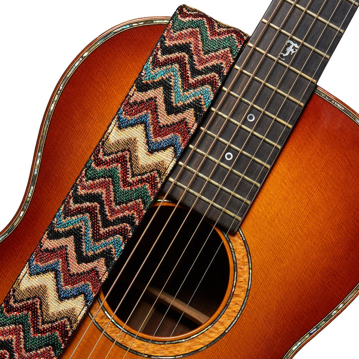Amumu Purple Jacquard Guitar Strap – Adjustable 37" to 63", Premium Leather Ends - Ev - Entz Music