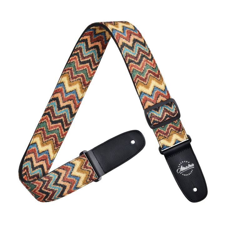 Amumu Purple Jacquard Guitar Strap – Adjustable 37" to 63", Premium Leather Ends - Ev - Entz Music