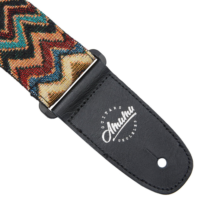 Amumu Purple Jacquard Guitar Strap – Adjustable 37" to 63", Premium Leather Ends - Ev - Entz Music