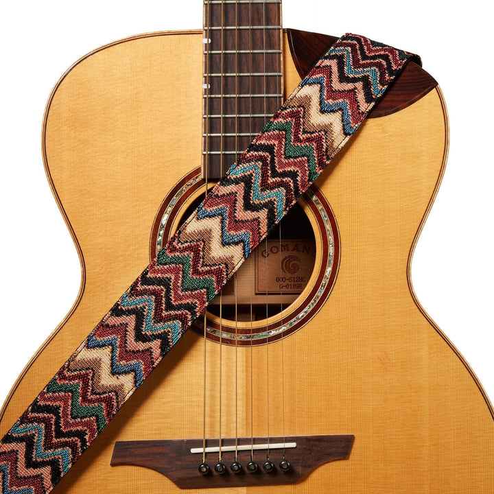 Amumu Purple Jacquard Guitar Strap – Adjustable 37" to 63", Premium Leather Ends - Ev - Entz Music