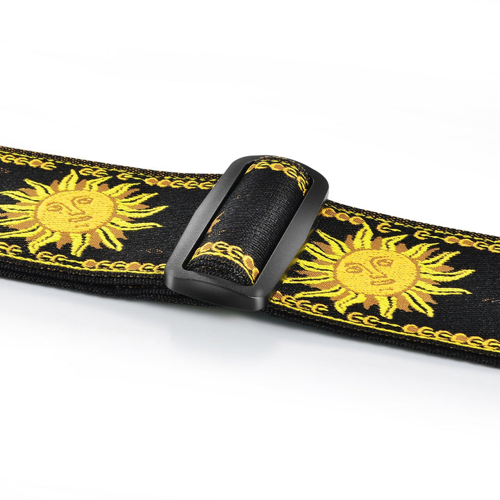 Amumu Sun Jacquard Guitar Strap – Premium Leather Ends, Adjustable 36" to 63" - Ev - Entz Music