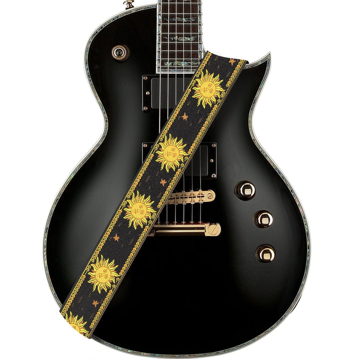 Amumu Sun Jacquard Guitar Strap – Premium Leather Ends, Adjustable 36" to 63" - Ev - Entz Music