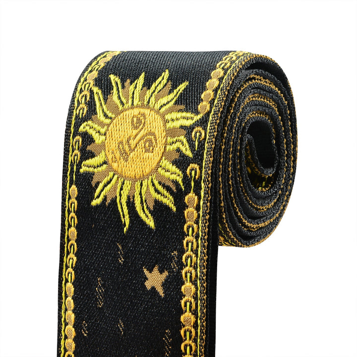 Amumu Sun Jacquard Guitar Strap – Premium Leather Ends, Adjustable 36" to 63" - Ev - Entz Music