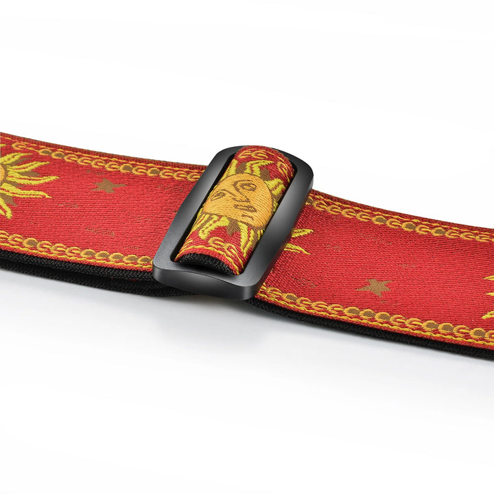 Amumu Sun Jacquard Guitar Strap – Premium Leather Ends, Adjustable 36" to 63" - Ev - Entz Music