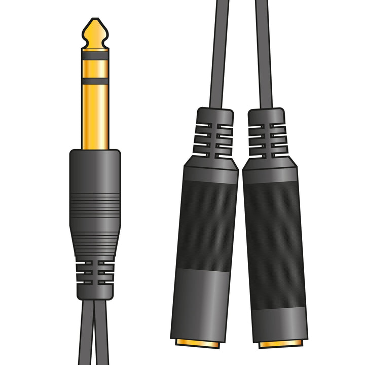 AV:link 6.3mm Stereo Headphone/Audio Splitter Lead 0.2m – Dual Stereo Output Cable - Ev - Entz Music