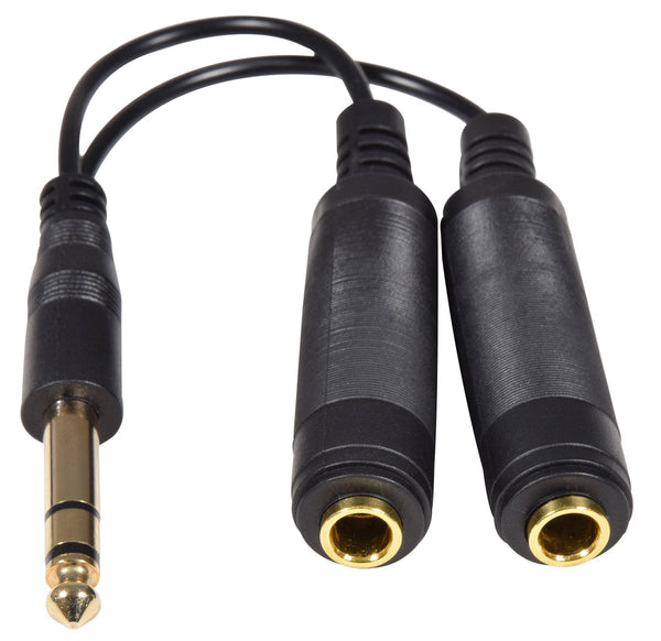AV:link 6.3mm Stereo Headphone/Audio Splitter Lead 0.2m – Dual Stereo Output Cable - Ev - Entz Music
