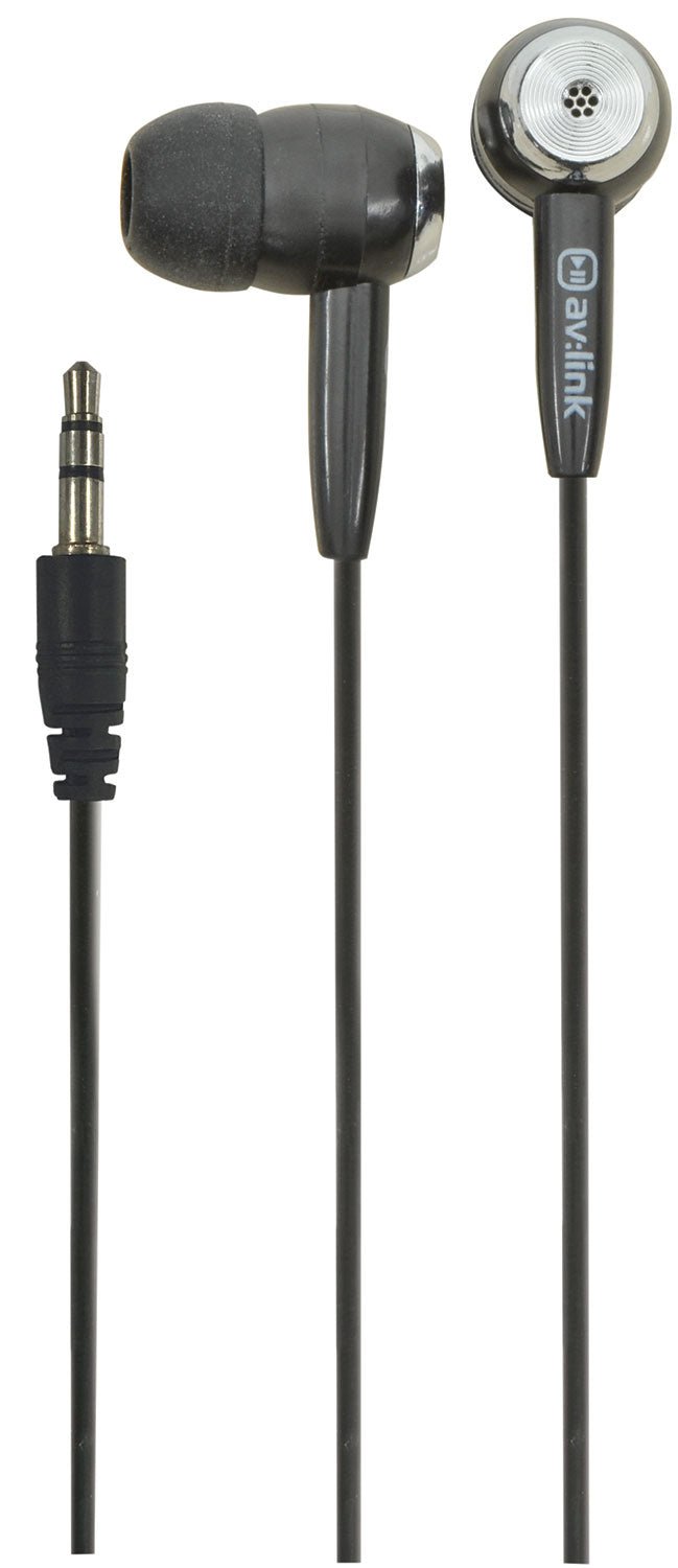 AV:Link Stereo Earphones - Black with Super Bass Ferrite Drivers and 3.5mm Jack - Ev - Entz Music