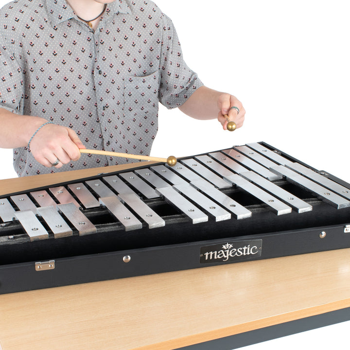 Majestic B3125S Glockenspiel with 32mm steel bars and single pin-mounted system for superior clarity