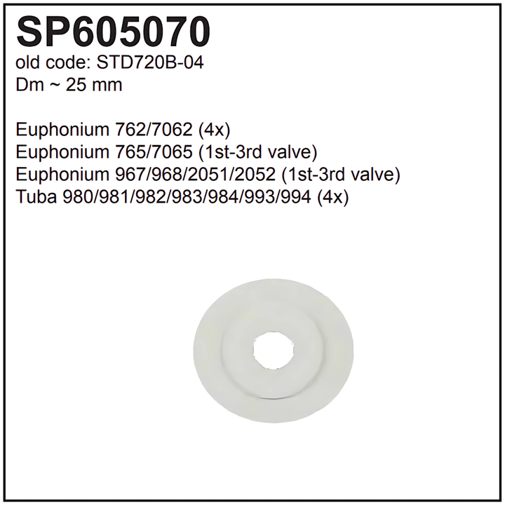 Besson Valve Gaskets SP605070 – Spring Damper Bottom Caps for Euphonium & Tuba (25mm) - Ev - Entz Music