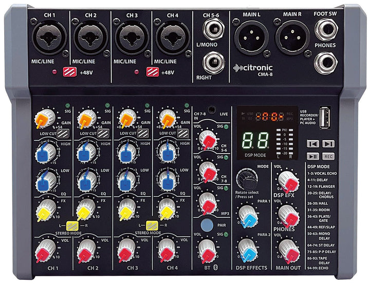 CMA - 8 Compact Mixer With DSP FX and BT/USB - Ev - Entz Music