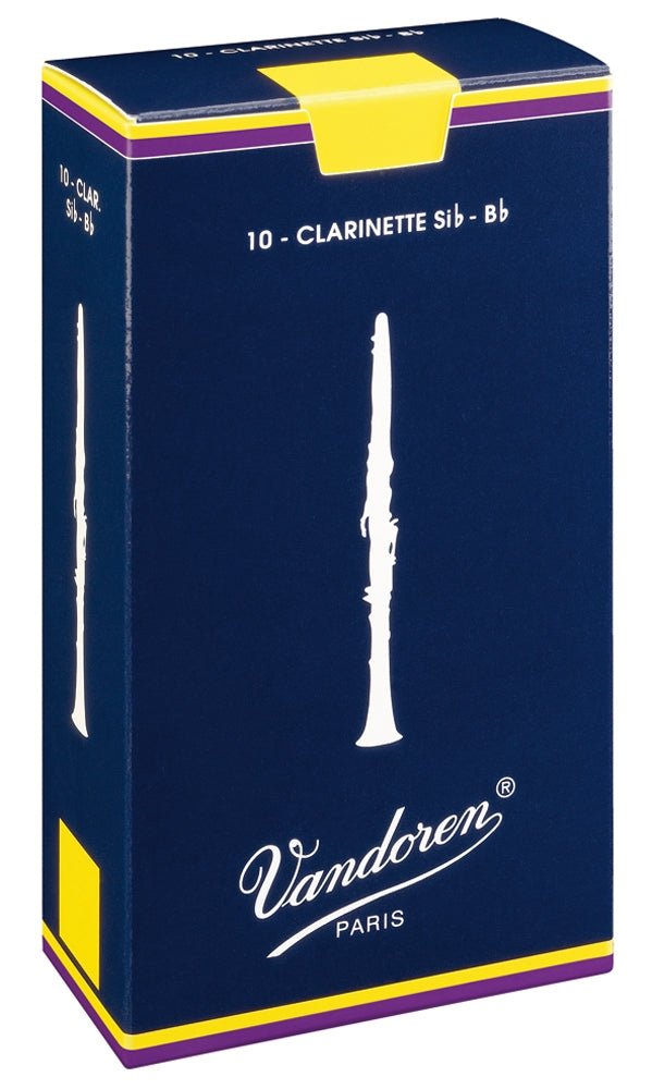 Vandoren Bb Clarinet Reeds 2.5 Traditional (10 Box) - Classic Blue Box Reeds for Clarinets