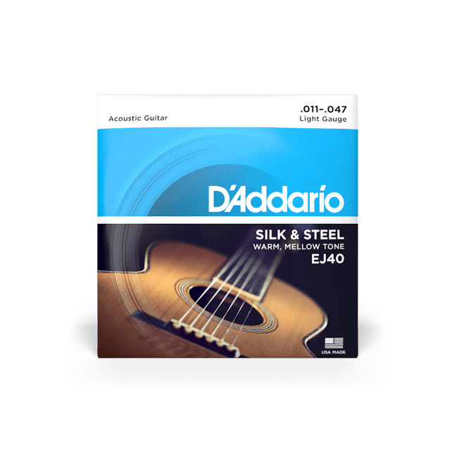 D'Addario 11 - 47 Light, Silk & Steel Acoustic Guitar Strings EJ40 - Ev - Entz Music