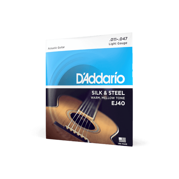 D'Addario 11 - 47 Light, Silk & Steel Acoustic Guitar Strings EJ40 - Ev - Entz Music