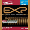 D'Addario EXP16 acoustic guitar string set packaging with branding and product details.