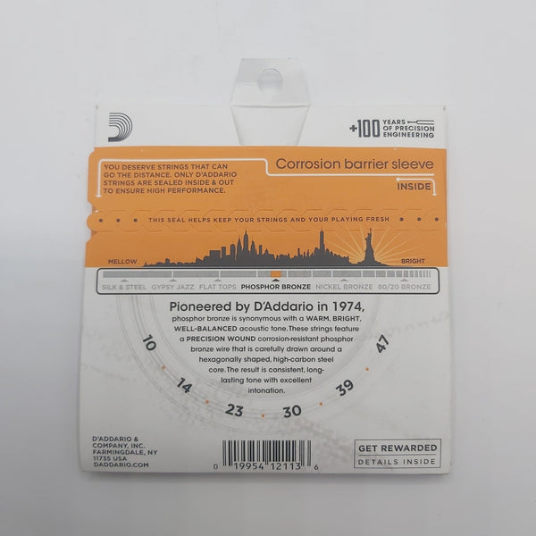 D'Addario EJ15 Phosphor Bronze Extra Light Acoustic Guitar Strings, Extra Light, 10 - 47 - Ev - Entz Music