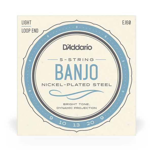 D'Addario EJ60 5 - String Banjo Strings - Light Gauge, Nickel - Plated Steel - Ev - Entz Music