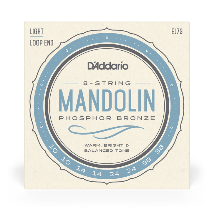 D'Addario EJ73 Mandolin Strings - Light Phosphor Bronze 10 - 38 Gauge - Ev - Entz Music