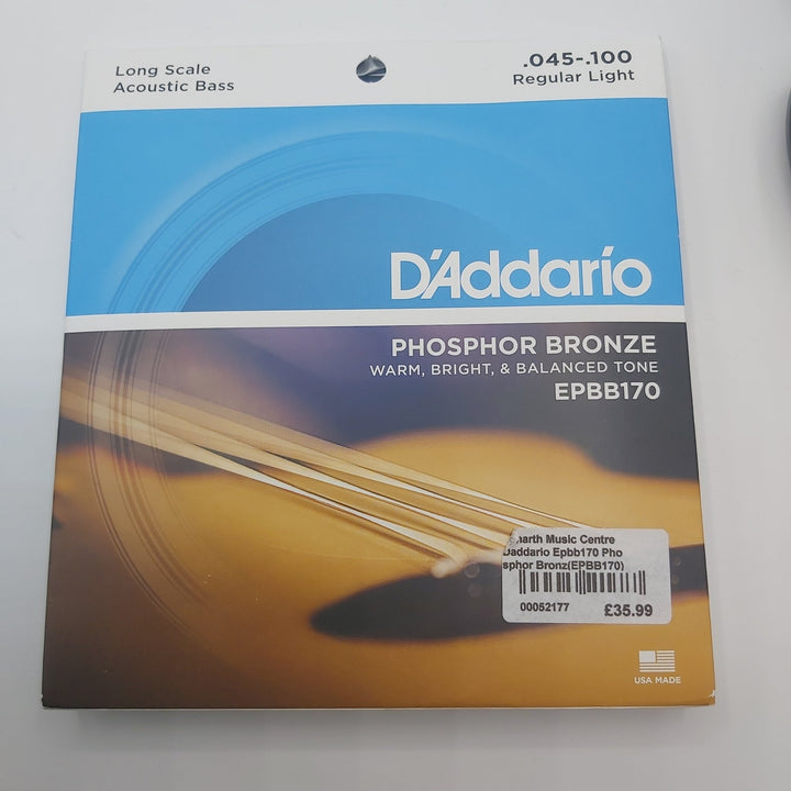 D'Addario EPBB170 Phosphor Bronze Acoustic Bass Strings, Long Scale, 45 - 100 - Ev - Entz Music