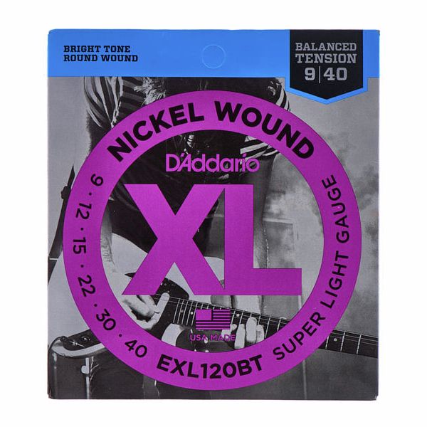 D'Addario EXL120BT Nickel Wound Electric Guitar Strings Balanced Tension Super Light 9 - 40 - Ev - Entz Music