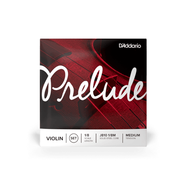 D'Addario Prelude Violin String Set - 1/8 Scale, Medium Tension - Perfect for Young Beginner Violinists - Ev - Entz Music