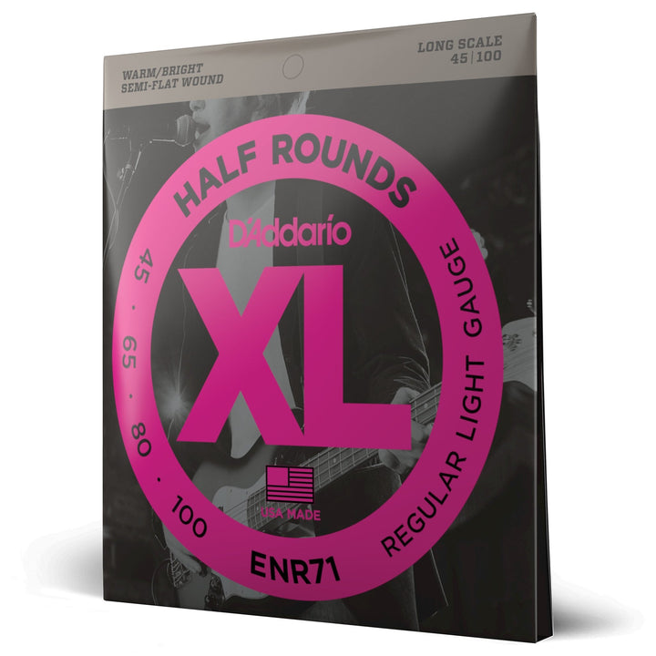 D'Addario XL Half Rounds Bass Strings 45 - 100 Regular Light, Long Scale - Smooth Feel with Full Tone - Ev - Entz Music