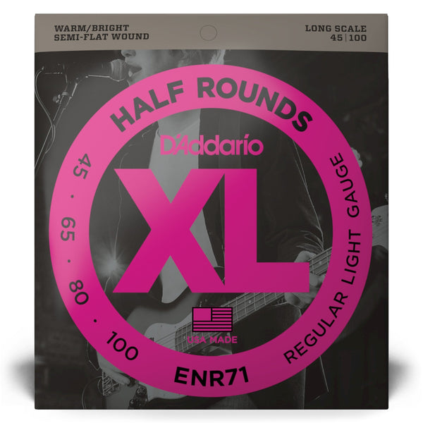 D'Addario XL Half Rounds Bass Strings 45 - 100 Regular Light, Long Scale - Smooth Feel with Full Tone - Ev - Entz Music
